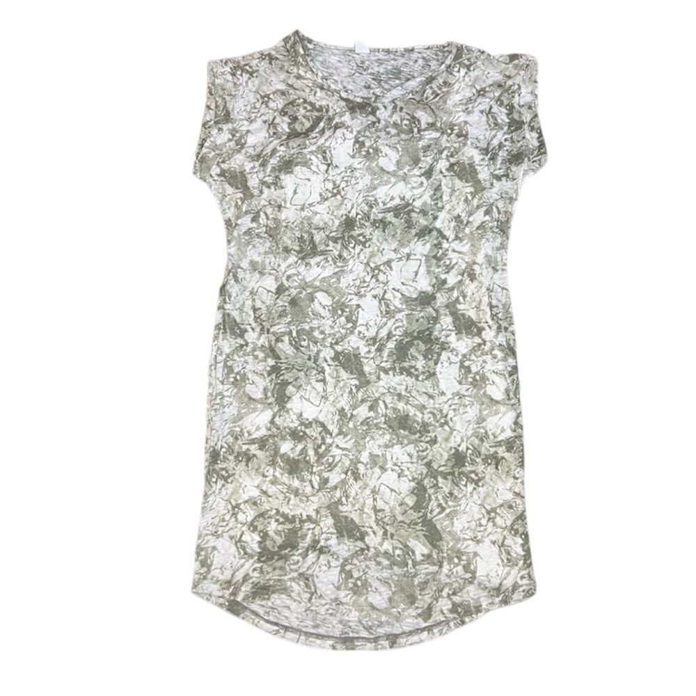 NWT Merrill Knit Travel Dress Green Putty Print Short Sleeve T-Shirt Dress Small